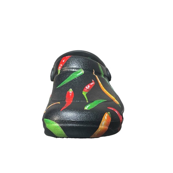 Crocs At Work Bistro Graphic Black Red Green Peppers Clog Size W4 M6 NWOT - Picture 3 of 9